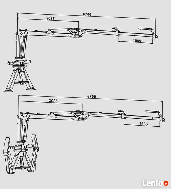 Dźwig 6,7m do drewna Żuraw z TUZ BIOMASA Rębak Przyczepa Leś