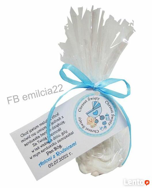 Aniołki jako podziękowanie dla gości z okazji Chrztu Św.