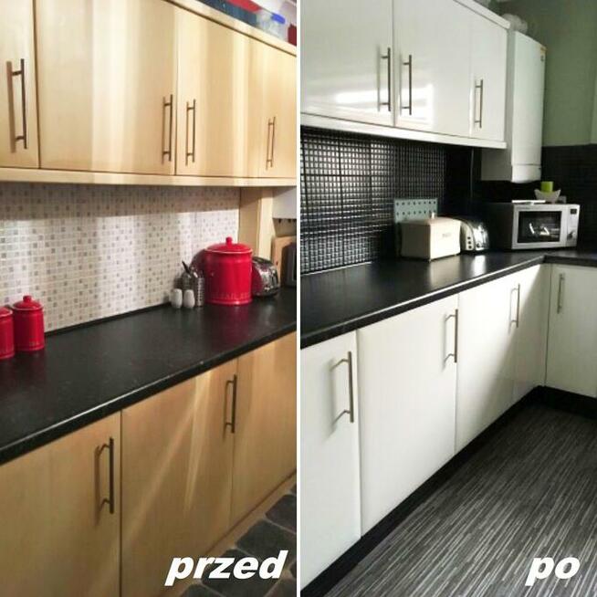 Oklejanie foliami kuchni frontów szaf szyb / trwała zmiana k
