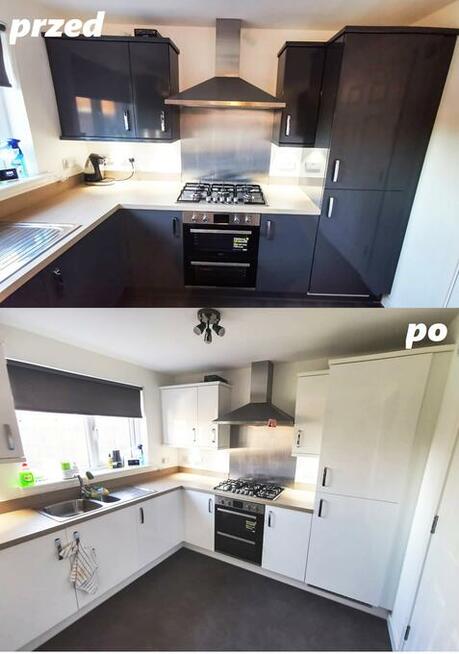 Oklejanie foliami kuchni frontów szaf szyb / trwała zmiana k