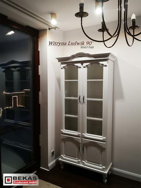 Witryna Narożna LUDWIK Biały Dąb Prowansalski BEKAS Meble