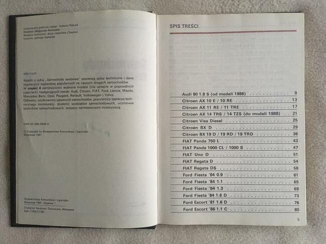 cz.4 Opisy techniczne i dane regulacyjne samochody osoboweK.