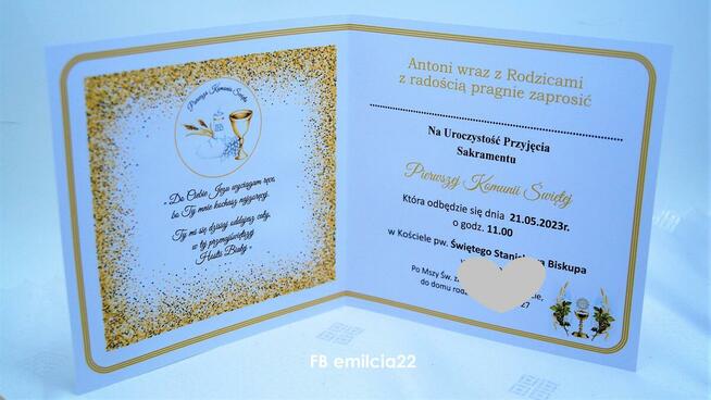 Zaproszenie z okazji I Komunii Św. spersonalizowane