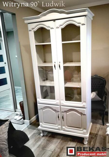 Witryna Narożna LUDWIK Biały Dąb Prowansalski BEKAS Meble