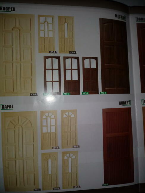 drzwi wewnętrzne drewniane sosnowe, parapety, listwy drewnian