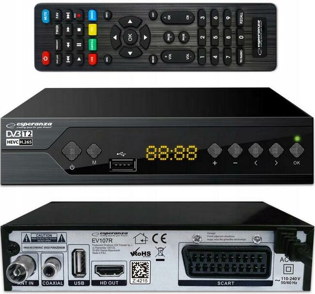 Dekoder DVB-T2 HEVC Esperanza Internet TVP GO Youtube Nowy