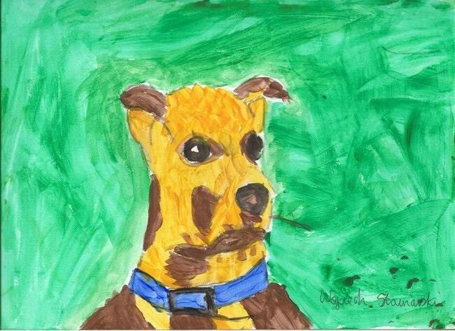 Pies na dywanie akryl, aut. Wojciech Stawiarski od FUNDACJI