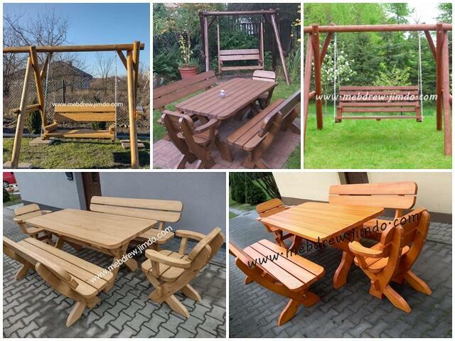 drewniana huśtawka ogrodowa