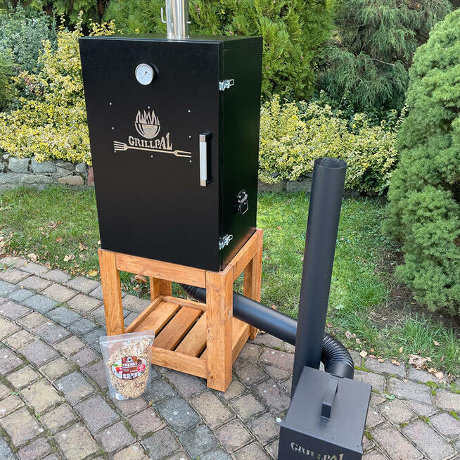 Wędzarnia Metalowa Ocieplana MD124L/80 + Stołek Kolor Teak