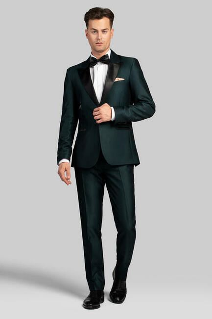 Smoking ślubny/garnitur butelkowa zieleń - SZYCIE NA MIARĘ