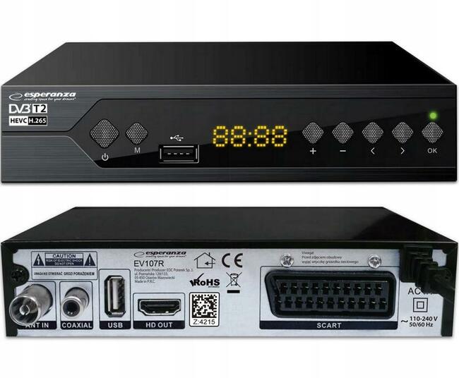 Dekoder DVB-T2 HEVC Esperanza Internet TVP GO Youtube Nowy
