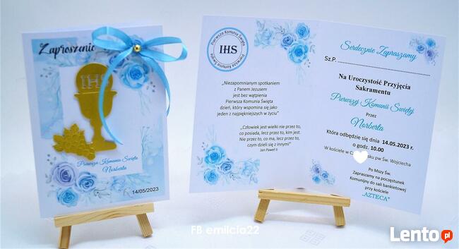 Zaproszenie z okazji I Komunii Św. spersonalizowane