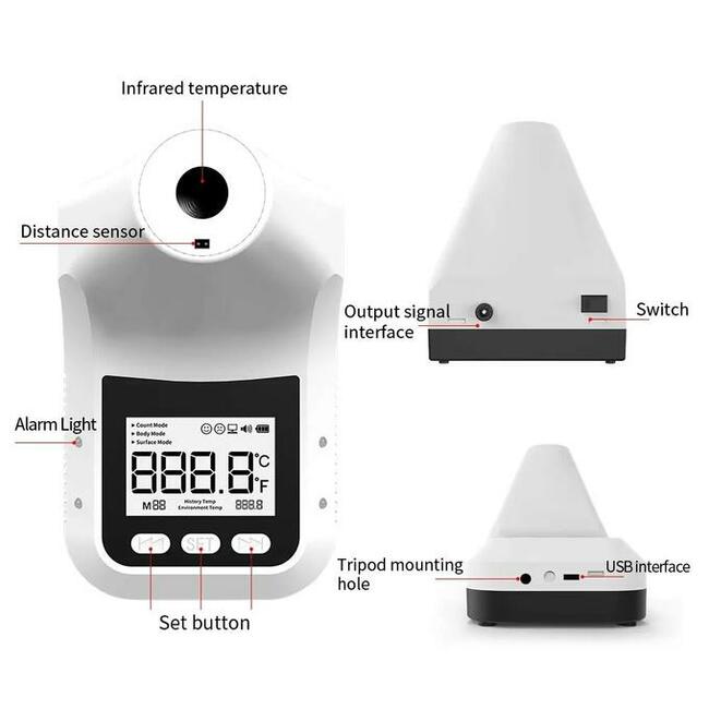 K3 PRO Profesjonalny bezdotykowy termometr ścienny