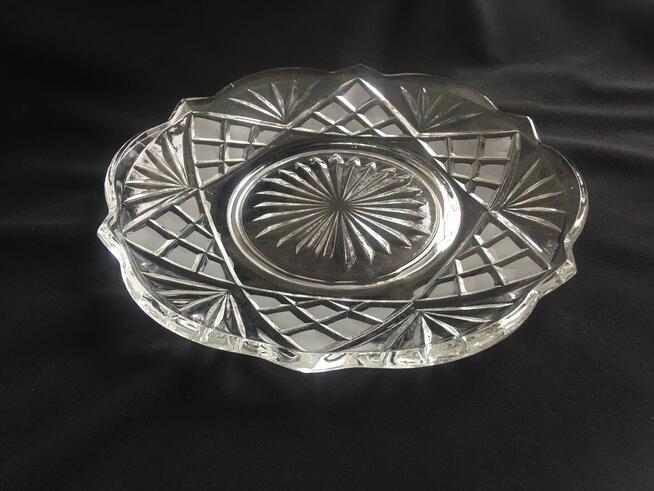 PRL Hortensja stara patera talerz matowe szkło UNIKAT