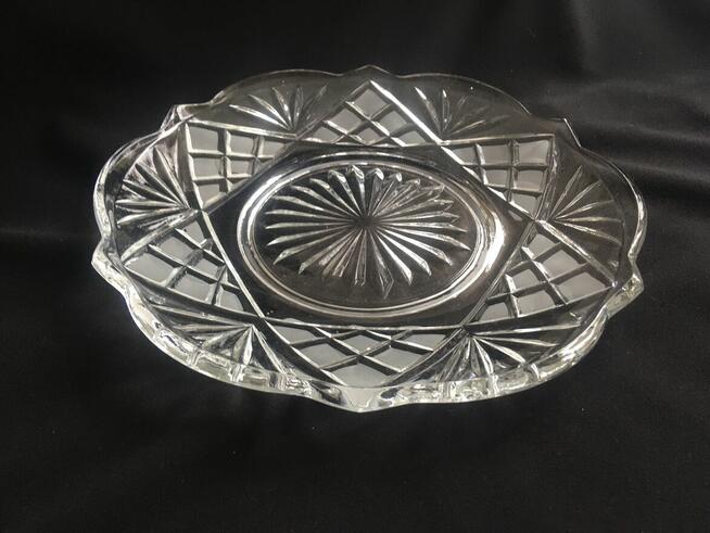 PRL Hortensja stara patera talerz matowe szkło UNIKAT