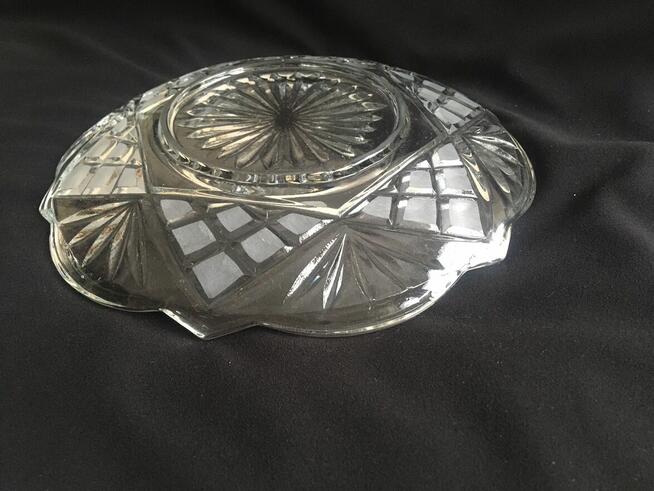 PRL Hortensja stara patera talerz matowe szkło UNIKAT