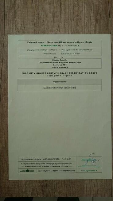 Kasza gryczana nieprażona niepalona ekologiczna