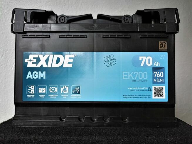 Akumulator EXIDE AGM START&STOP EK700 70Ah 760A