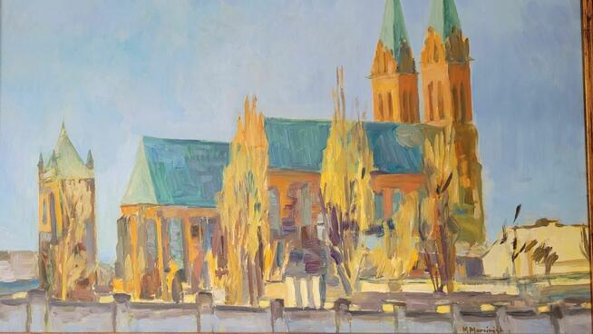 Obraz na desce sygnowany Jana M.Marciniaka Tum i Katedra