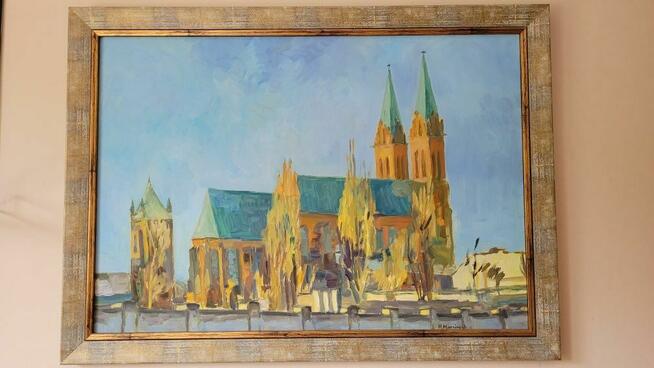 Obraz na desce sygnowany Jana M.Marciniaka Tum i Katedra