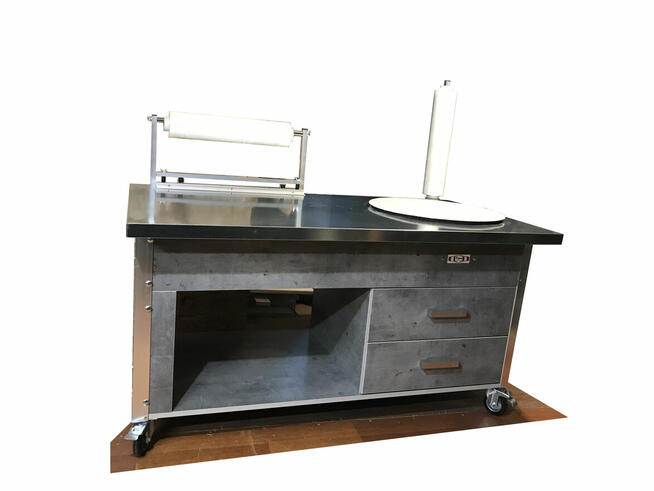 Stół z kołem obrotowym Plus. Stół do pakowania