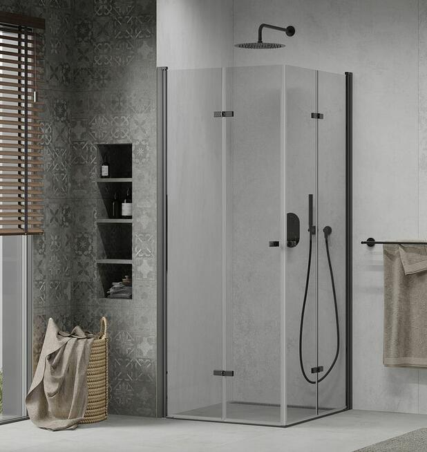 KABINA PRYSZNICOWA CZARNA składana 80x80 / 90x90 / 100x100