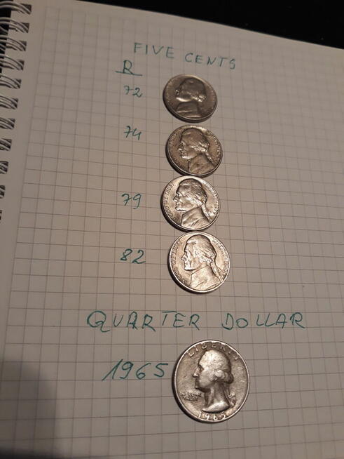 monety USA (one cent ,one dime ,five cents) rozne roczniki
