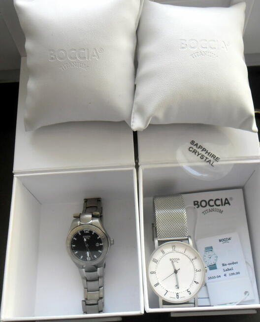 Boccia 2 zegarki dla mężczyzny i kobiety wykonane z tytanu