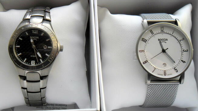 Boccia 2 zegarki dla mężczyzny i kobiety wykonane z tytanu