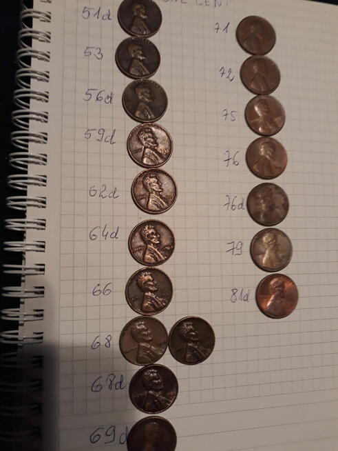 monety USA (one cent ,one dime ,five cents) rozne roczniki