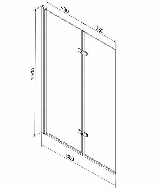 PARAWAN NAWANNOWY BLACK 2-SKRZYDŁOWY 80 cm ruchomy Czarny
