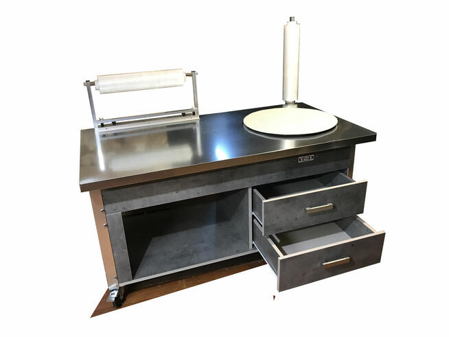 Stół z kołem obrotowym Plus. Stół do pakowania