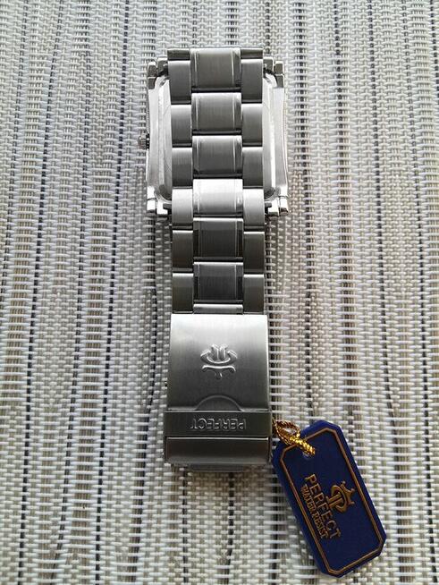 Męski zegarek Perfect, z beżowym cyferblatem, pudełko