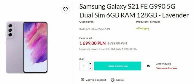 Samsung S21 FE – Różne kolory i wersje pamięci - Sklep