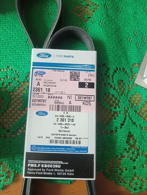 Orginalny pasek klinowy ford num2361318 kk2Q6C301 AB