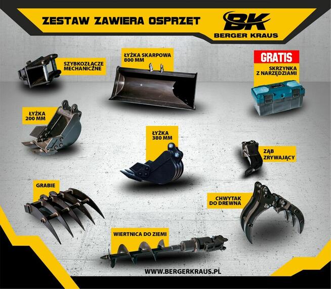 Mini koparka Berger Kraus BK1200AS silnik KUBOTA + osprzęt