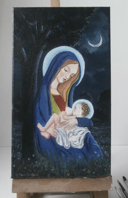 Ikona „W drodze do Egiptu” olej na płótnie 15/25cm