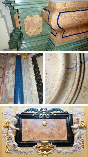 Szlachetne wyprawy ścienne imitujące marmur, granit.