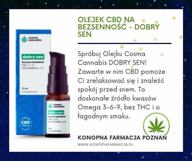 Olejek CBD na sen - Cosma Cannabis Dobry Sen