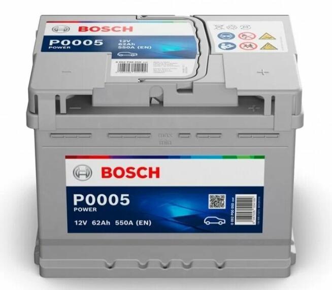 Akumulator Bosch 62Ah 550A EN P0005 PRAWY PLUS