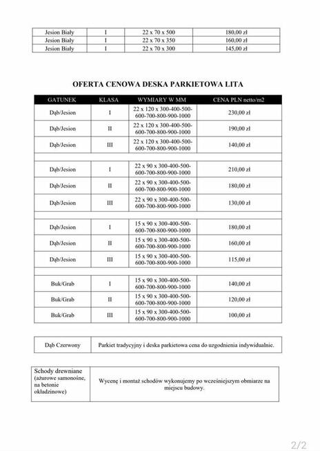 Parkiet Dębowy RÓŻNE WYMIARY