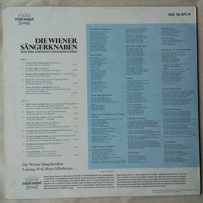 Niemieckie kolędy śpiewa chór chłopięcy, winyl ok.1980 r.