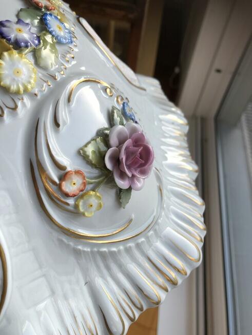 Lampka nocna z porcelanowym abazurem z lat 50-tych