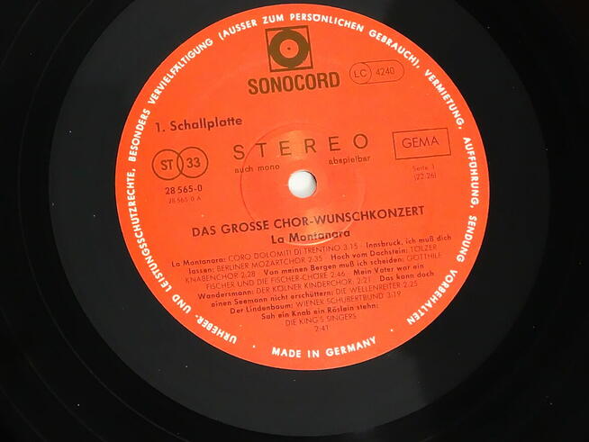 Das große Chor Wunschkonzert 3 x LP winyl