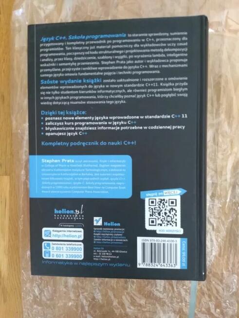Książka Język C++ Szkoła Programowania Stephen Prata.