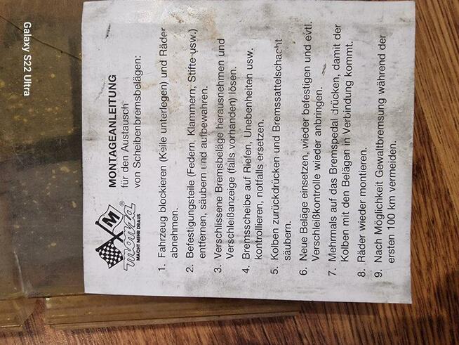 Klocki hamulcowe Monza . Mercedes W201. 190 tyl.