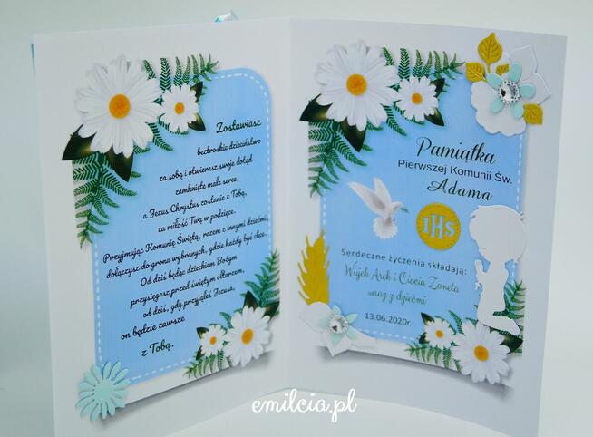 KOMUNIA Kartka spersonalizowana z życzeniami pamiątka A5