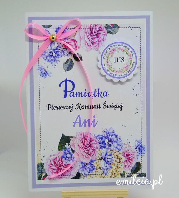 KOMUNIA Kartka spersonalizowana z życzeniami pamiątka A5