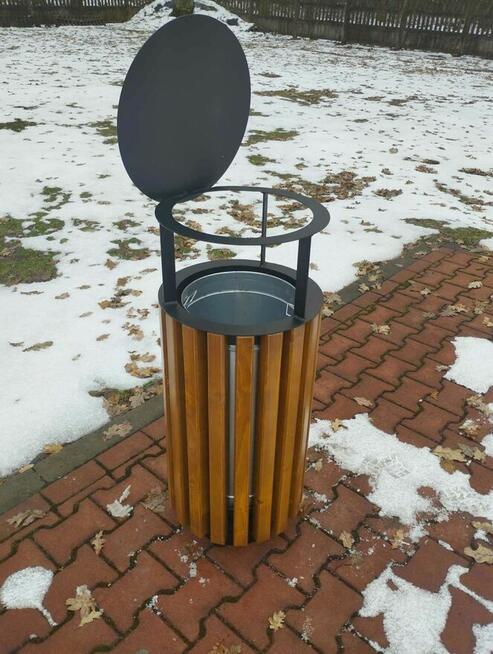 Kosz uliczny parkowy miejski z daszkiem 45l W223