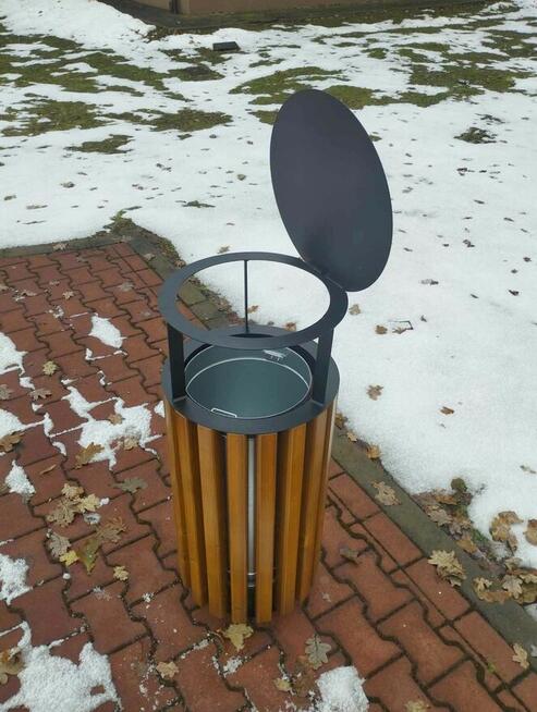 Kosz uliczny parkowy miejski z daszkiem 45l W223